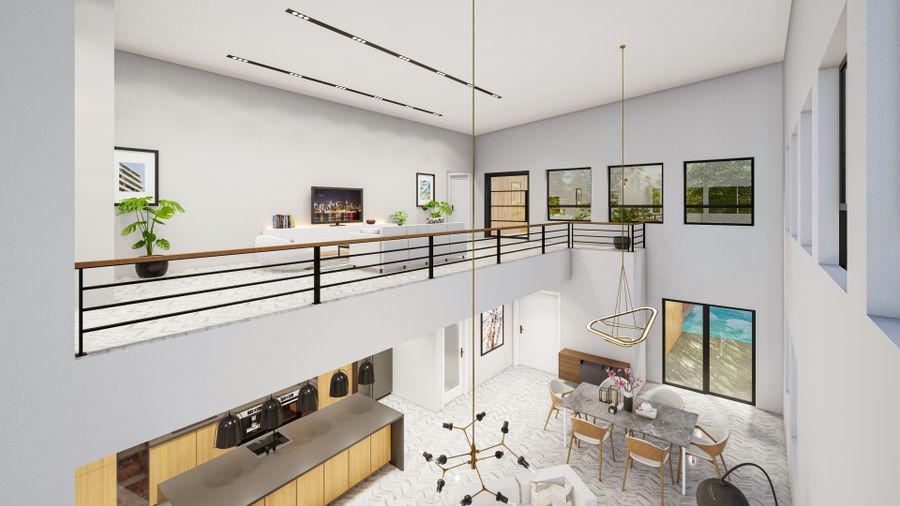 3D render of a loft interior